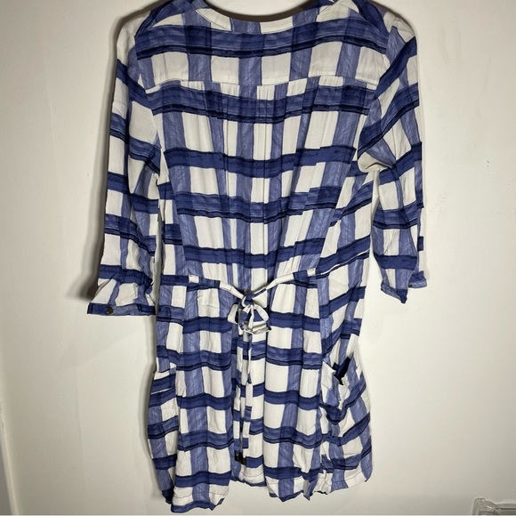 Maeve Blue and White Plaid Midi Dress - Picture 4 of 4